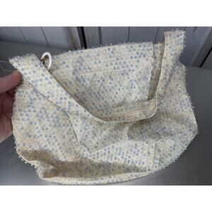 Vintage Beaded Lumured Cream Blue Beaded Clutch Shoulder Evening Bag MCM 50s 60s